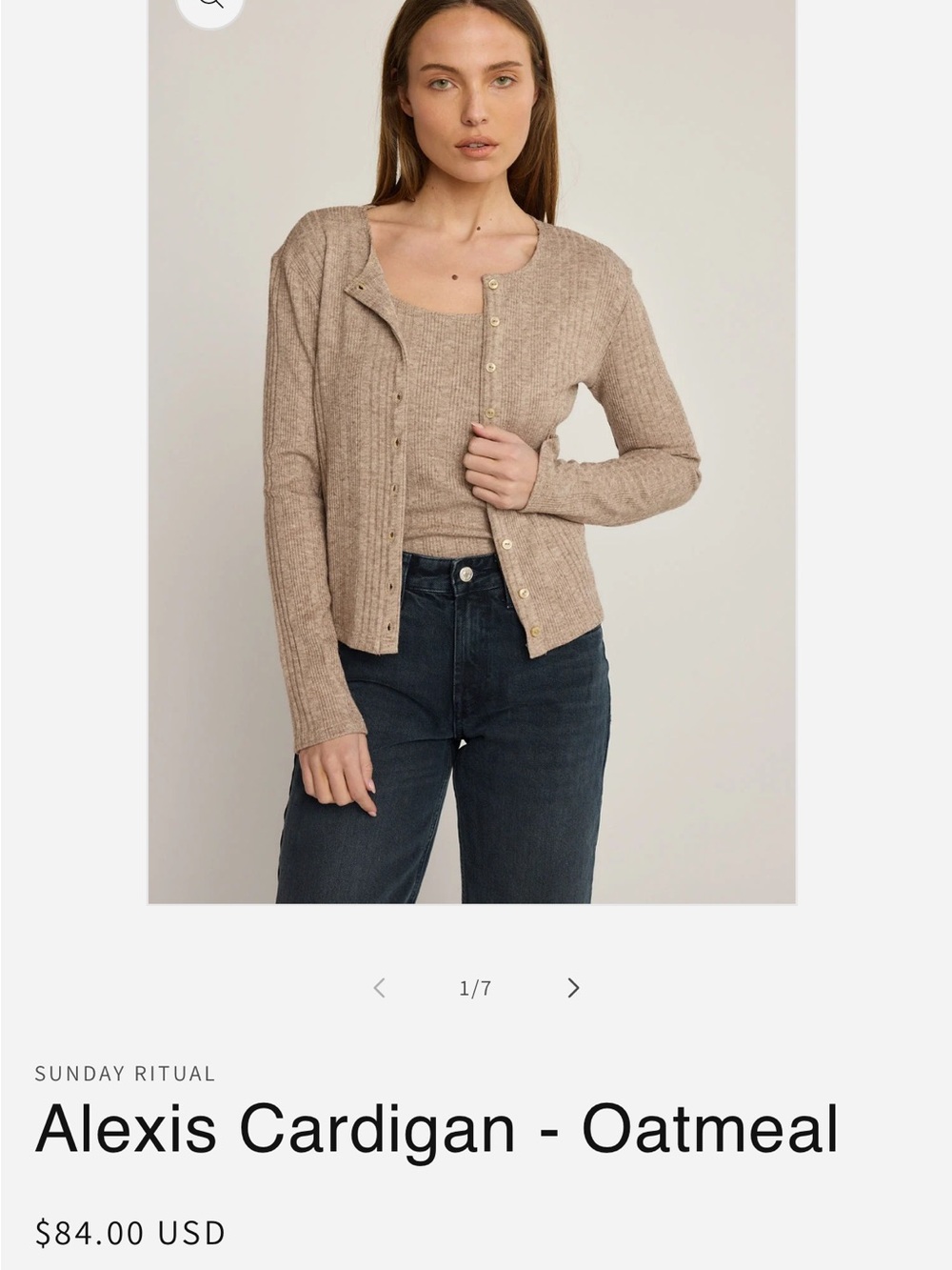Alexis Ribbed Cardigan & Tank — Oatmeal
